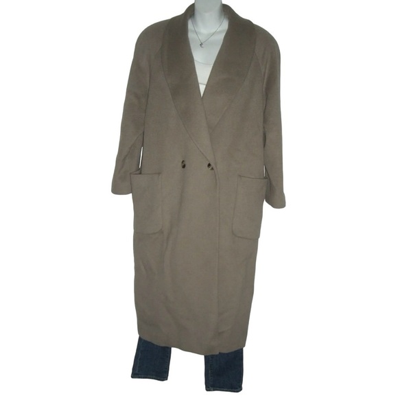 Vintage 80’s Charles Klein Coat Wool Oversized Beige Pea Diana Unisex Streetwear - Picture 3 of 16